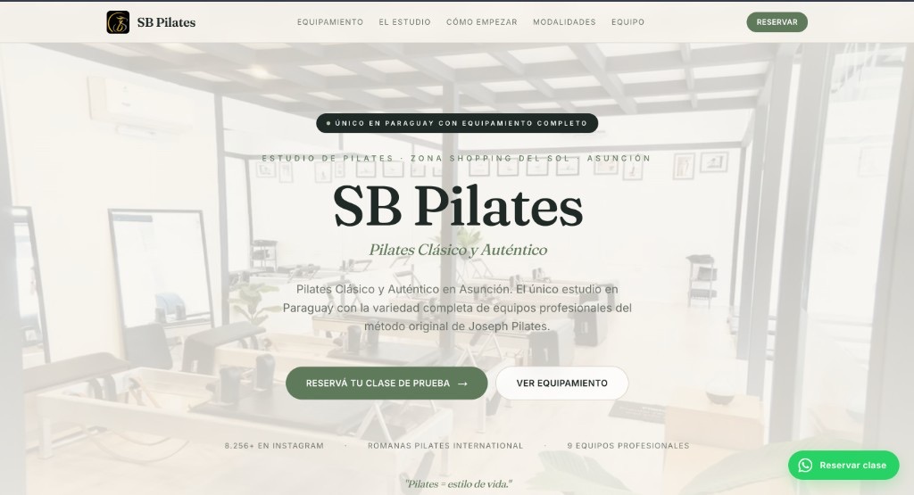 Sitio web SB Pilates
